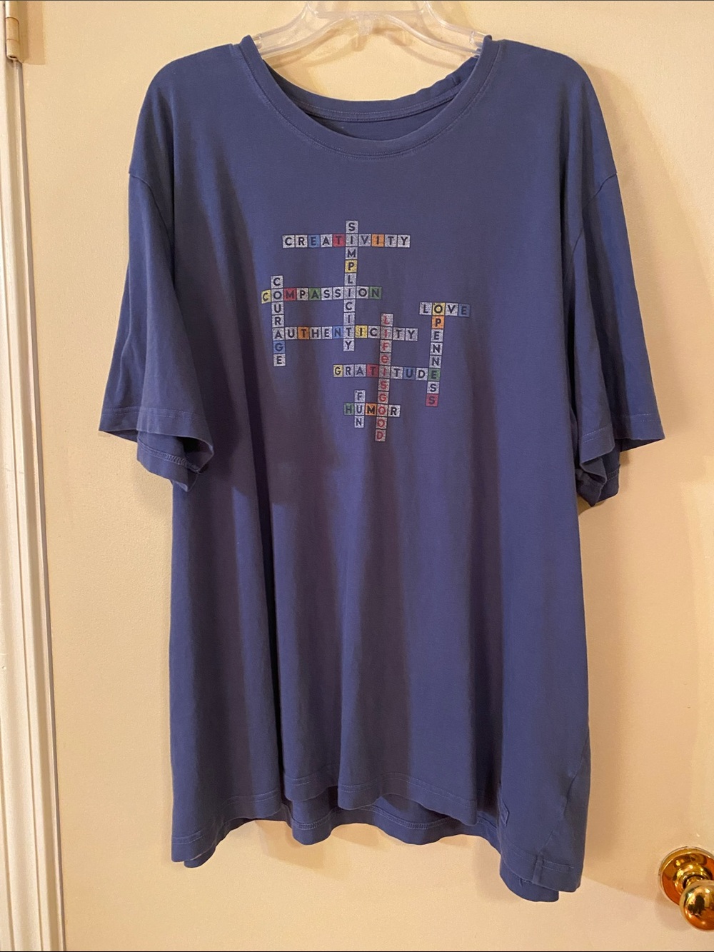 Life Is Good Blue Crossword Graphic Short Sleeve Tee 3x